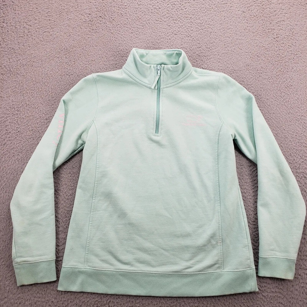 Vineyard Vines Sweater Womens Small Green‎ 1/4 Zip Outdoors Running Whale Casual
